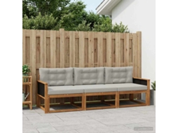 Vidaxl Conjunto De Sofás Para Exterior 3 Unid. Natural E Cinza Claro