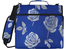 Elegante massa azul marinho com detalhes em prata e rosa, com 3 anéis de 8 cm, sacos adicionais, alça, diversos