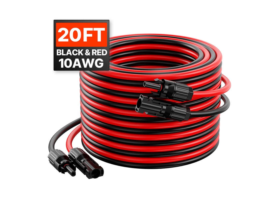 Cabos De Extensão De Painel Solar Succebuy 10awg De 6 M, Preto E Vermelho