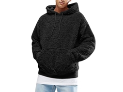 2026 sudadera com Capuz para Homem de Felpa Teddy Bear com Manga Longa e Bolso Fwq XL Negro