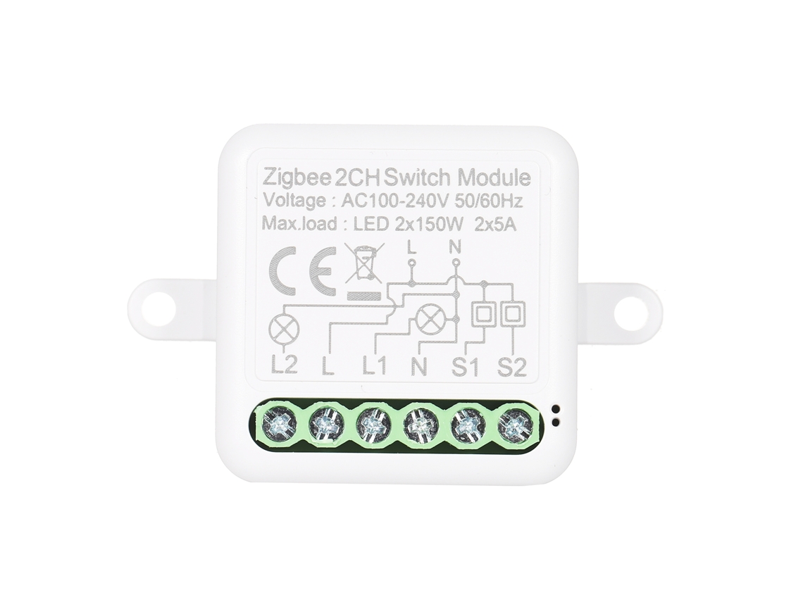 Módulo de Relé 2V Zigbee, Controle Bidirecional, Compatível com Alexa e Casa Inteligente