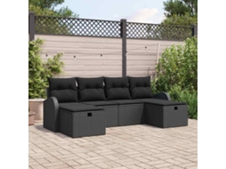 Vidaxl Conjunto De Sofás 6 Unid. Preto Vime Pe