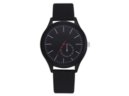 Reloj De Cuarzo De Lujo Con Dos Zonas Horarias Correa De Cuero Pu Unisex (negro)