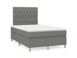 Vidaxl Cama Boxspring Com Colchão 120x190 Cm Tecido Cinzento-escuro