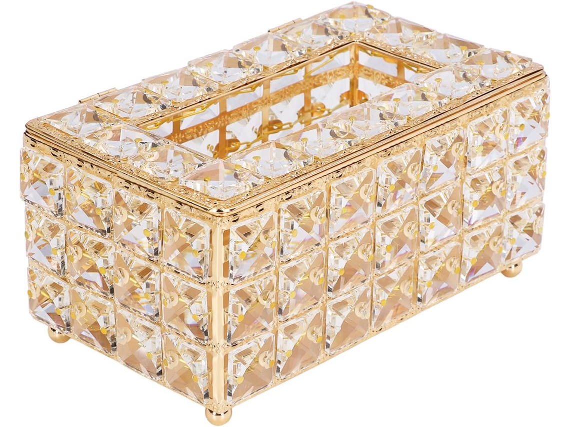 Porta-lenços Cryfokt, Caixa Elegante E Sofisticada, Resistente, Durável E Para Penteadeira (dourado)