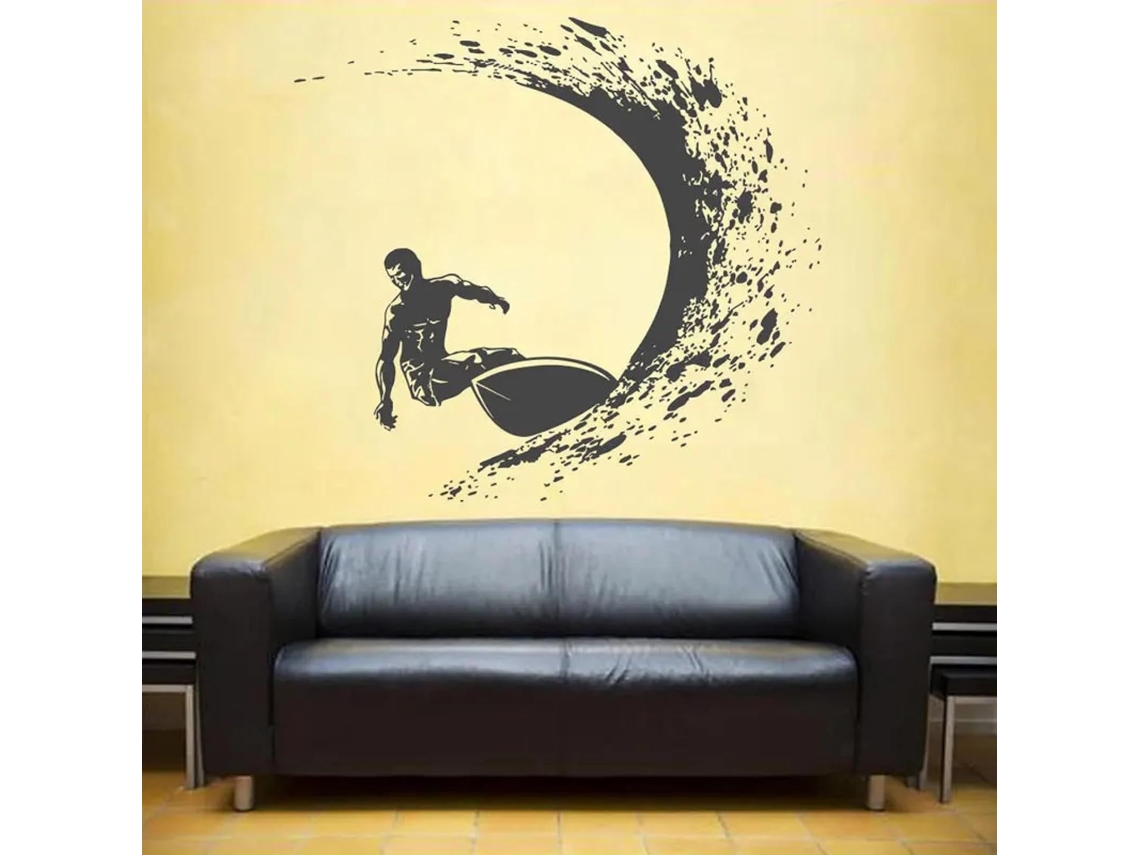 Adesivos de parede com tema de surfe, adesivos de parede artísticos para quartos infantis, salas de jogos, salas de estar, quartos de casal e quartos de adolescentes.