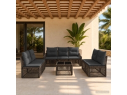 Vidaxl Conjunto De Sofá De Jardim 8 Pcs Cinzento Vime Pe