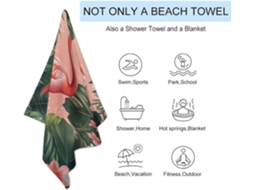 Toalha De Praia Para Adultos 80*130cm Microfibra Suave,, Ideal Para Viagens, Natação E Férias Flamingo Hexinyigjly