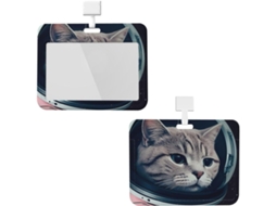 Porta Crachá Com Cordão À Prova D Água, Com Design De Astronauta, Gato E Peixe, Porta Crachá Portátil Escritório