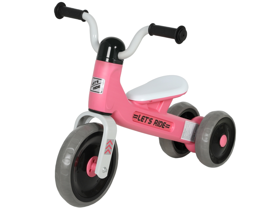 Bicicleta de equilíbrio para crianças de 12 a 36 meses, com pedais, guiadores com rotação limitada a 60°, 69x40x49cm rosa | S/MARCA