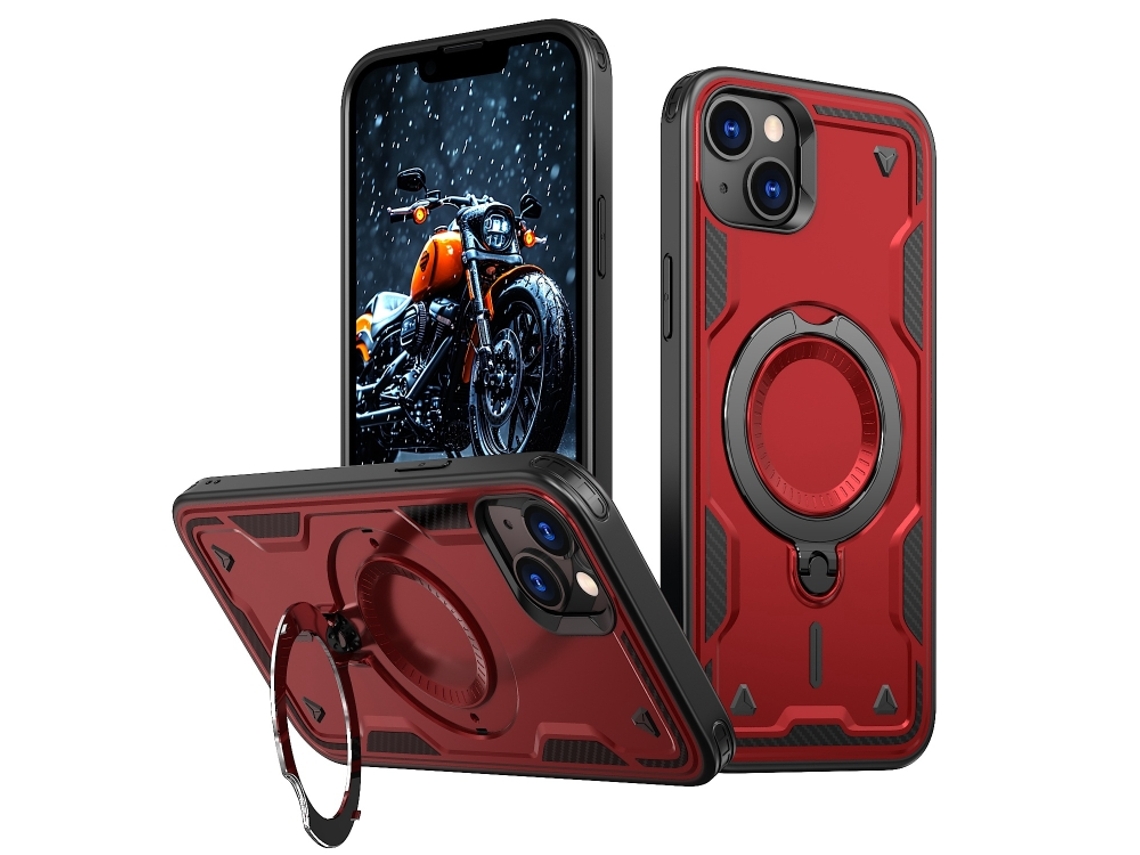 Capa Armor Híbrida Pc Tpu Para Iphone 14 - Suporte De Anel Magsafe