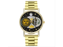 Relógio de casal Zhoulianfa Vintage Pattern Quartz Alloy com mostrador redondo