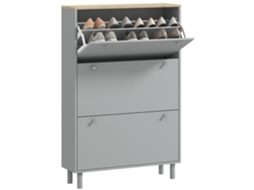 Sapateira Para 24 Pares Com 3 Gavetas Basculantes E Prateleiras Ajustáveis, 80x23,5x121cm, Cinza,