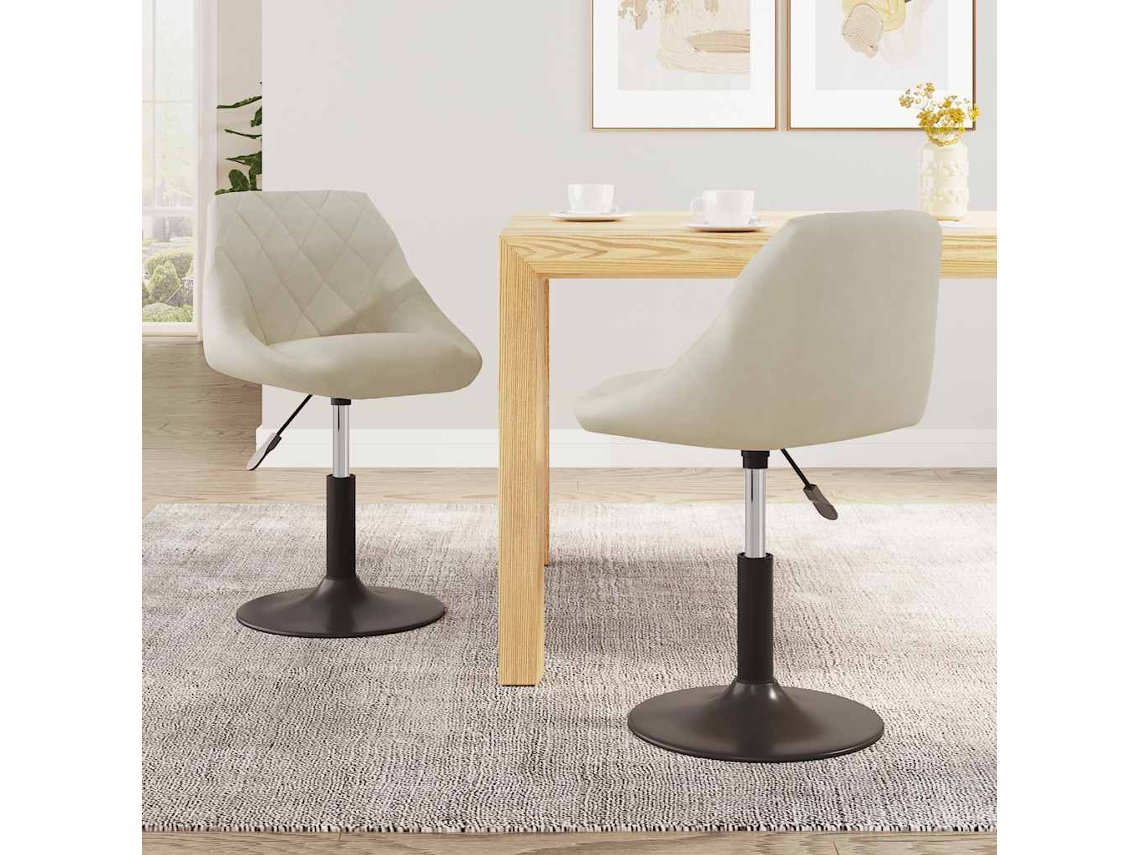 Vidaxl Cadeiras De Jantar Giratórias 2 Pcs Veludo Cor Creme