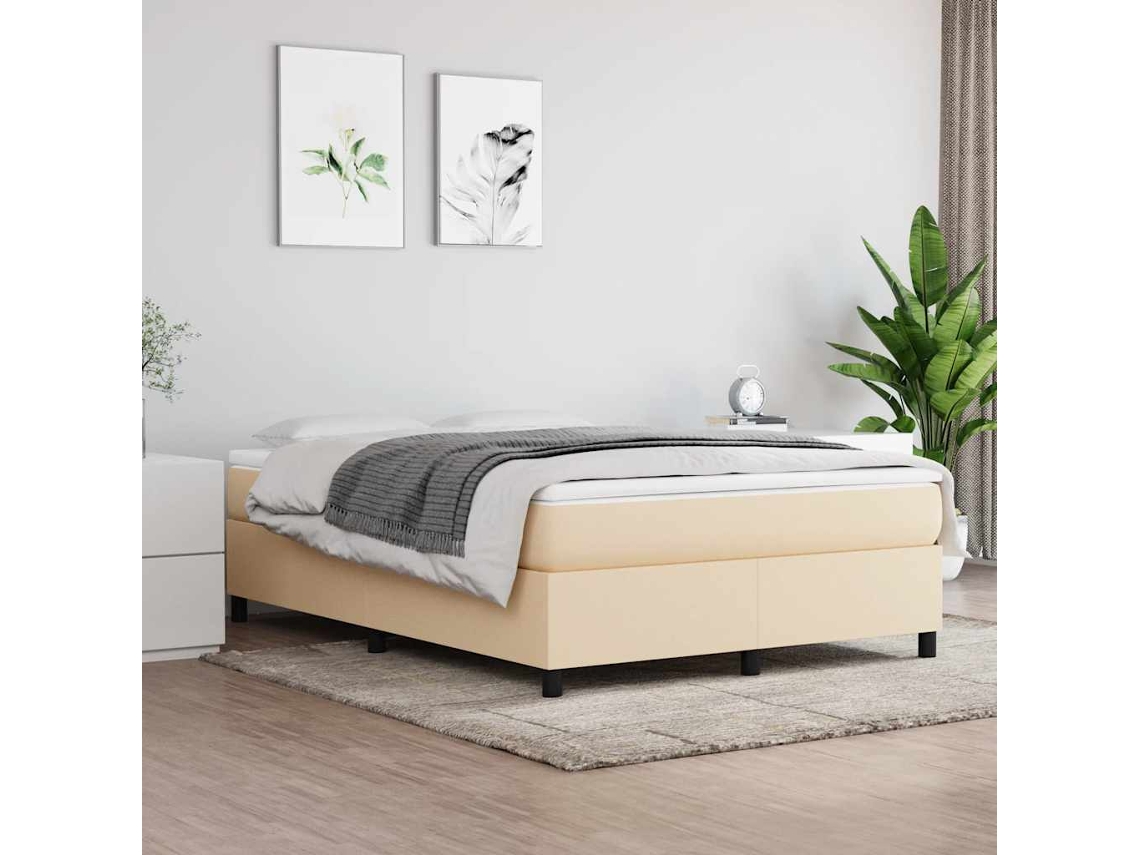 Vidaxl Estrutura De Cama Com Molas 140x200 Cm Tecido Cor Creme