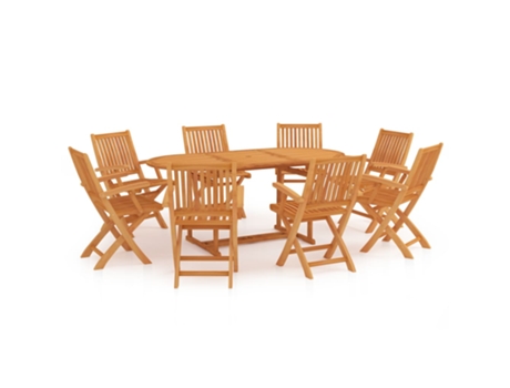 Conjunto de Refeição com 9 Peças (180 x 90 x 75 - Madeira - Castanho)