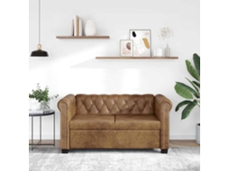 Vidaxl Sofá Chesterfield 2 Lugares Couro Artificial Castanho