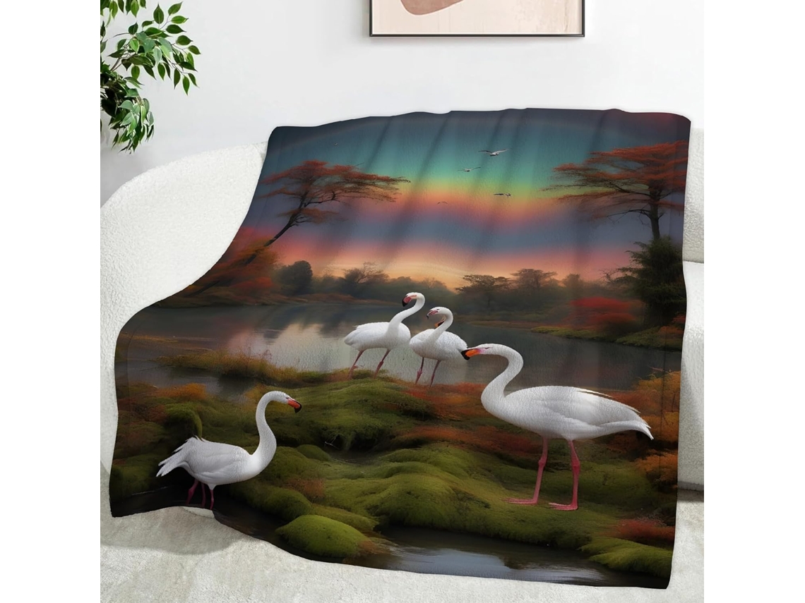 Manta Cisne Aurora Boreal 180x200 Cm Multifuncional Macia Colcha de Flanela Aconchegante Ideal para Escritório