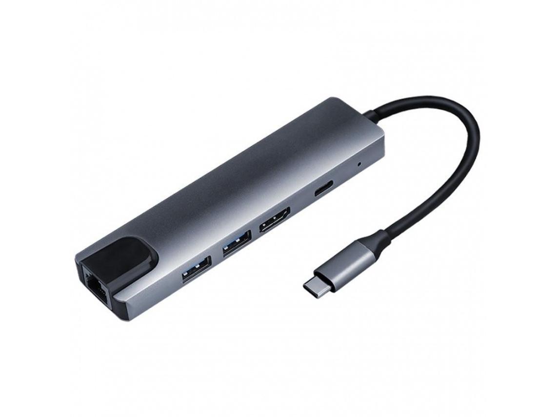 Hub Usb C 5 Portas, Cinza Brilvibera