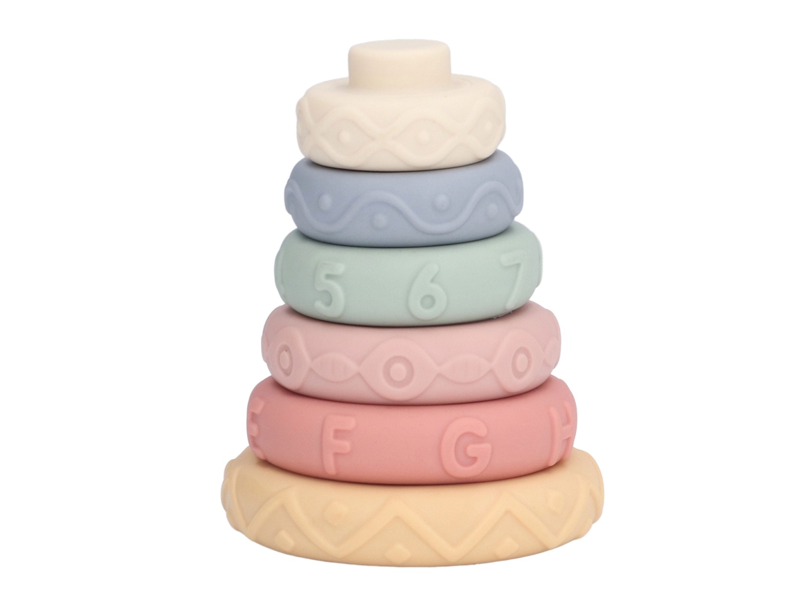 Primerox brinquedo Educativo Anéis Empilháveis para Bebês Acima de 6 Meses Silicone com Sons