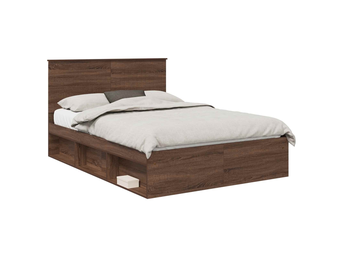 Conjunto 1 Estrutura De Cama Moderna Vidaxl Castanho Derivados De Madeira (140 X 200 Cm)