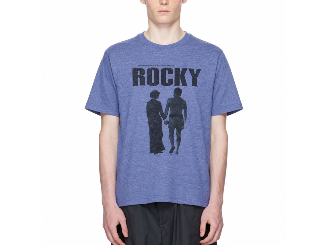 Rockinstone Rocky Movie Poster Heather Light Blue Adult T-shirt Size:s