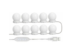 Kit 10 Lâmpadas Led Para Espelho Com Usb E 3 Modos