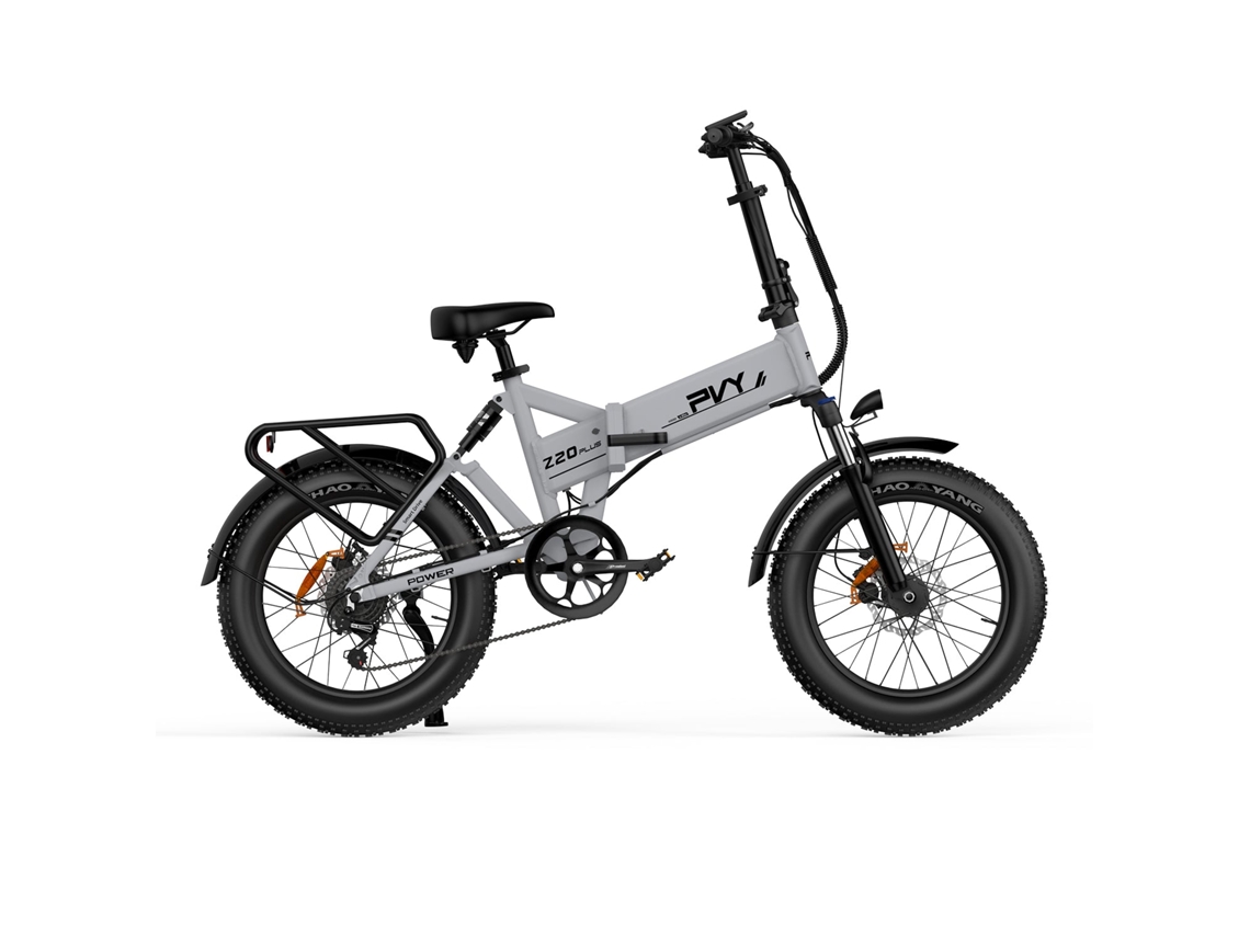 Bicicleta Elétrica PVY Z20 Plus 1000 Potência 250W Bateria 48V16.5Ah 120Km Autonomia Freios a Disco Hidráulicos Cinza