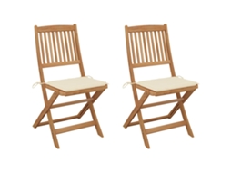Cadeiras Dobráveis Jardim C/ Almofadões 2 Pcs Acácia Maciça Dkd Home Decor