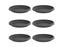 Conjunto 6 Bandeja Para Flores Vidaxl Preto Plástico (ø 14 X 2 Cm)