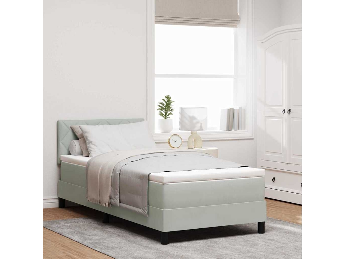 Vidaxl Cama Box Spring Led Cinzento-claro 100 X 200 Cm Veludo