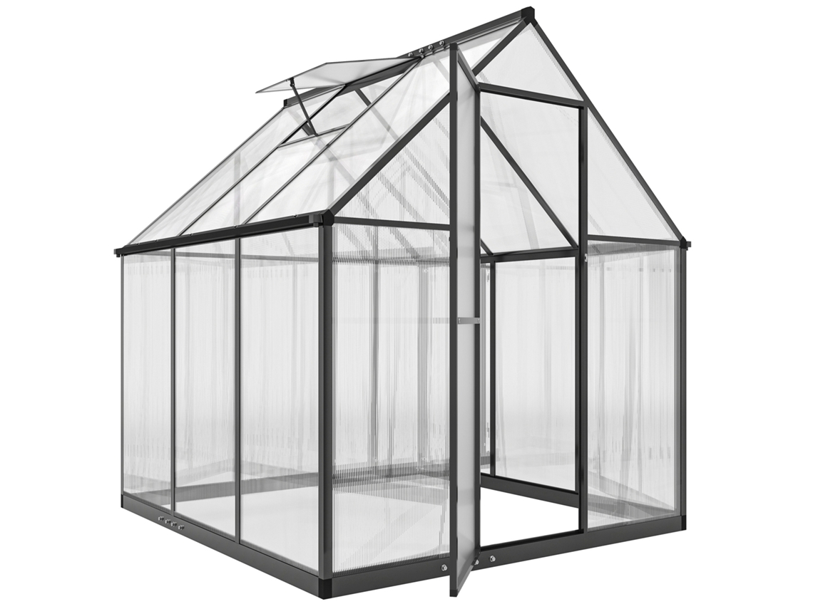 Estufa de Jardim em alumínio e policarbonato transparente com janela ajustável