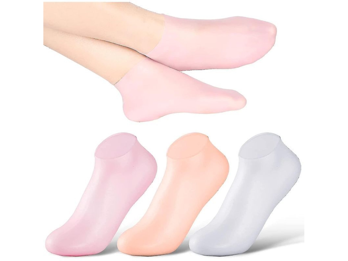 2026 3 Pares de Meias de Gel de Silicone Hidratantes Antiderrapantes com Alta Elasticidade para Prevenir Raças nos Pés