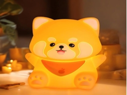 Lanterna infantil Lurelia em formato de panda, feita de silicone livre de BPA, recarregável via USB, com sensor de toque e temporizador para bebês e crianças.