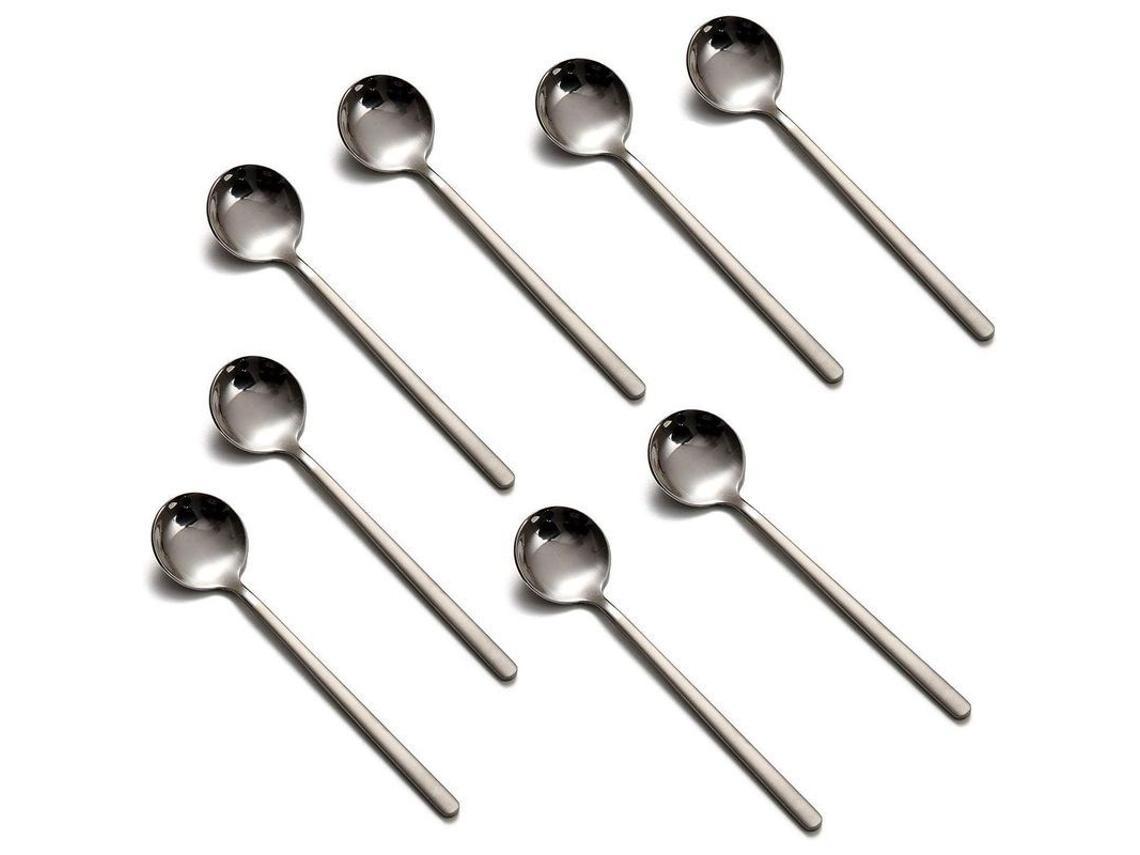 Rebe-8 Colheres De Café De Aço Inoxidável 13,5cm Cabo De Erva-mate Para Espresso Sobremesa Sorvete Açúcar Xícara Prata