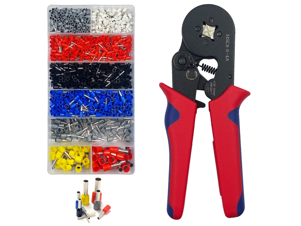 Conjunto De Alicates De Crimpagem Com 1200 Peças Virola De 0,5 10 Mm² Crimpagem Autoajustável Zeuxo