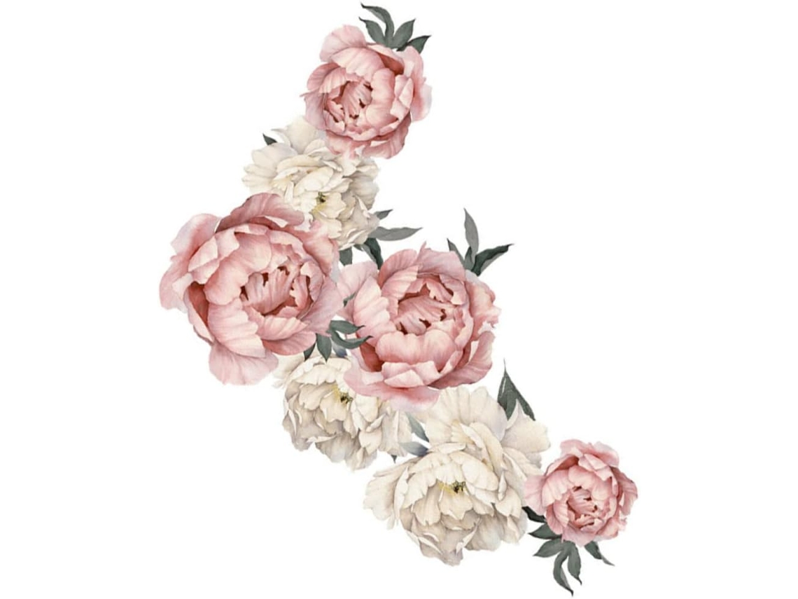 Adesivos Parede Pvc Flores Peônia 2 Folhas Decoração Instantânea Quartos Meninos Escritórios GOKOCO