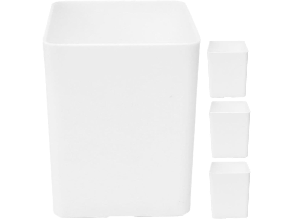 Conjunto de 4 Porta canetas Mesa Stobaza em Plástico Pp Branco, com Grande Capacidade e Portáteis, Ideais para