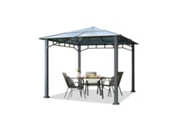 Gazebo De Jardim 3x3 M Em Alumínio, Teto Em Policarbonato Com Aprox. 8 Mm Toolport