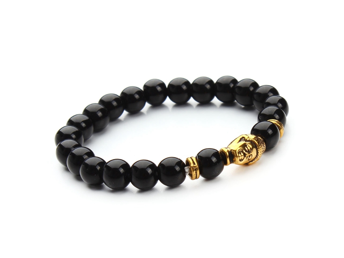 Pulseira De Ágata Preta Moda Charm