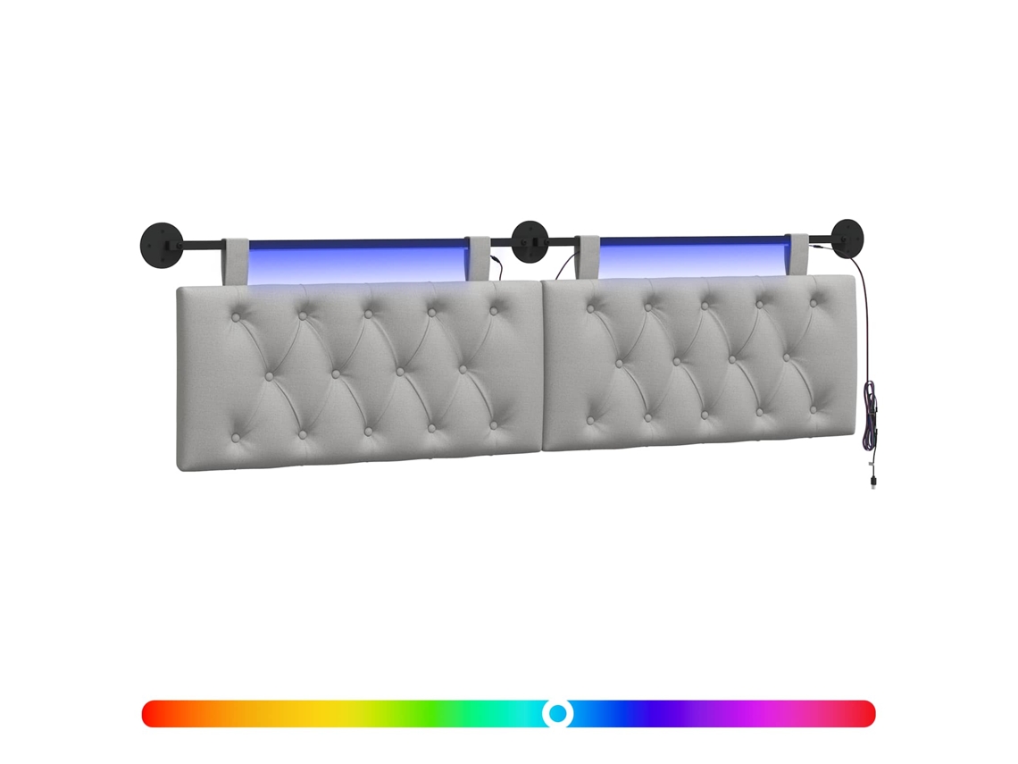 Conjunto 1 Cabeceira Suspensa Vidaxl Cinzento Tecido (170 X 55 X 7 Cm)