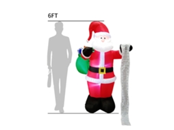 Boneco Inflável Papai Noel 6ft com Led para Jardim de Natal