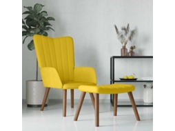 Vidaxl Cadeira De Descanso Com Banco Veludo Amarelo Mostarda