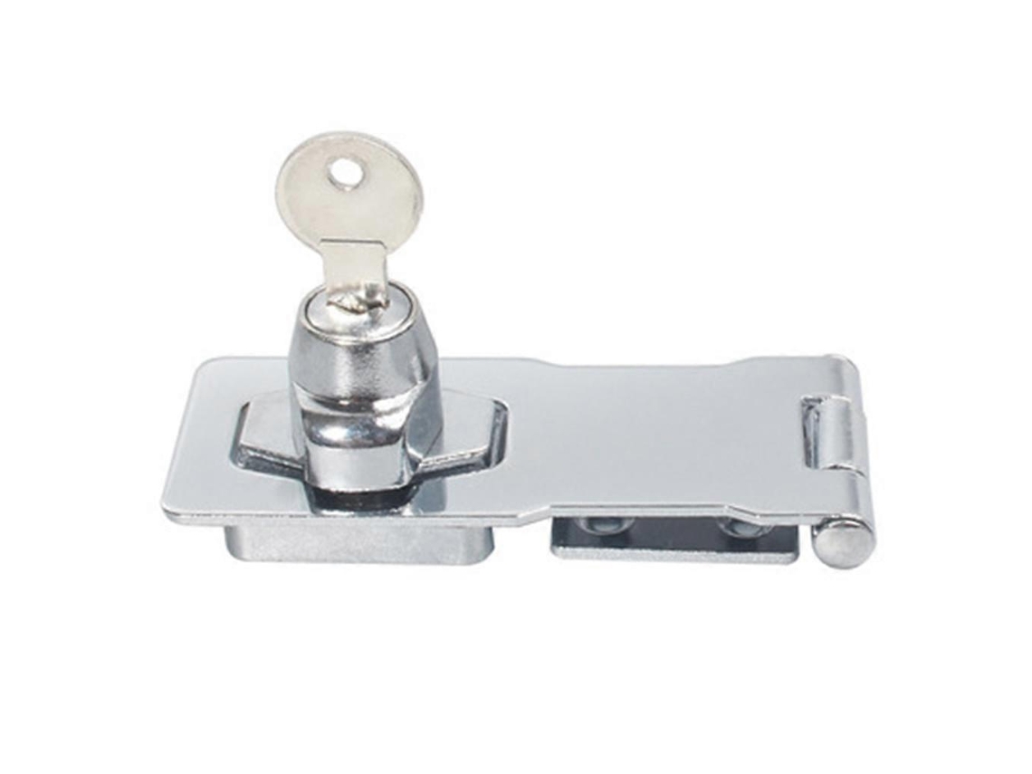 Fechadura Para Armário, 6,35 Cm, 2,5 Polegadas, Em Liga De Zinco, Cor Prateado, Com Chave, Ângulo 90°