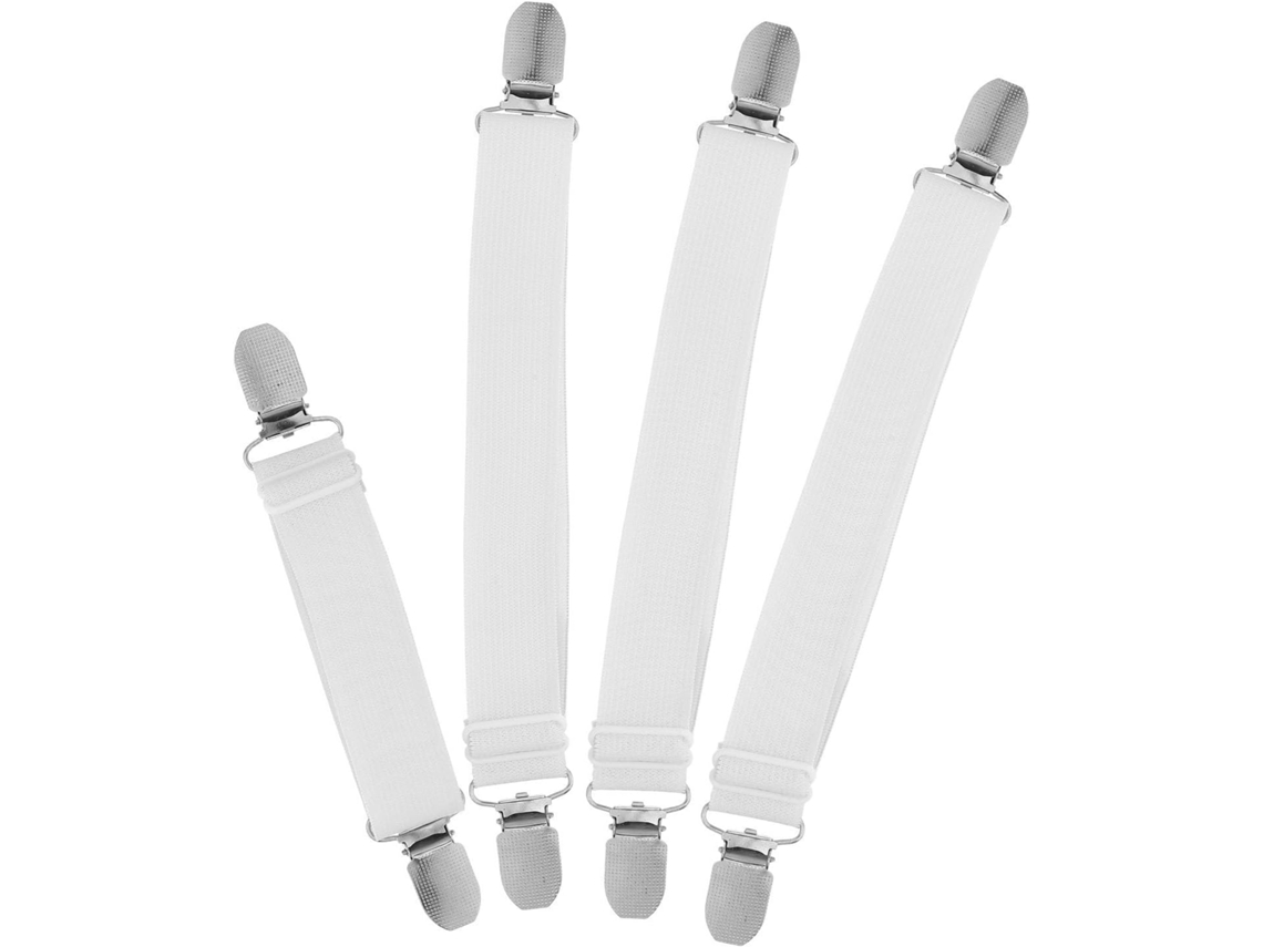 Pretyzoom Conjunto De 4 Tiras Ajustáveis Para Fixar Tábua Passar Roupa E Capas Sofá Elástico Antiderrapante Cor Clara