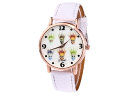 Reloj De Pulsera Casual Hombre De Cuarzo Con Correa De Cuero Pu Blanco Moda