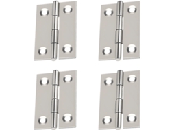 Conjunto De 4 Dobradiças Pequenas Aço Inoxidável Com 2 Furos, 3, 1x 4, 4cm 1, 2x 1, 7pol, Acabamento Polido, Para