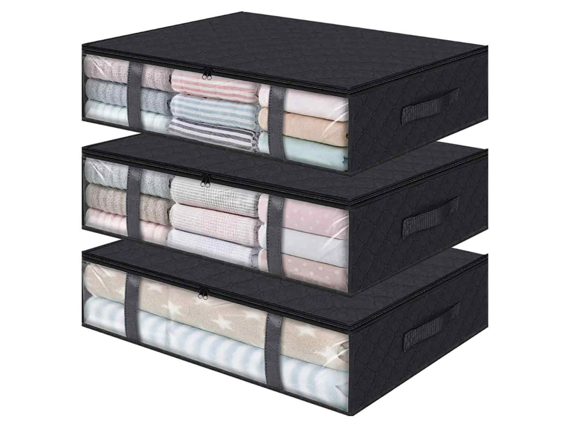 MEOIRUERY Caixa De Armazenamento Dobrável Com Alças Reforçadas, Recipientes De Armazenamento De Tecido Grosso, Recipientes De Armazenamento Embaixo Da Cama, Jan