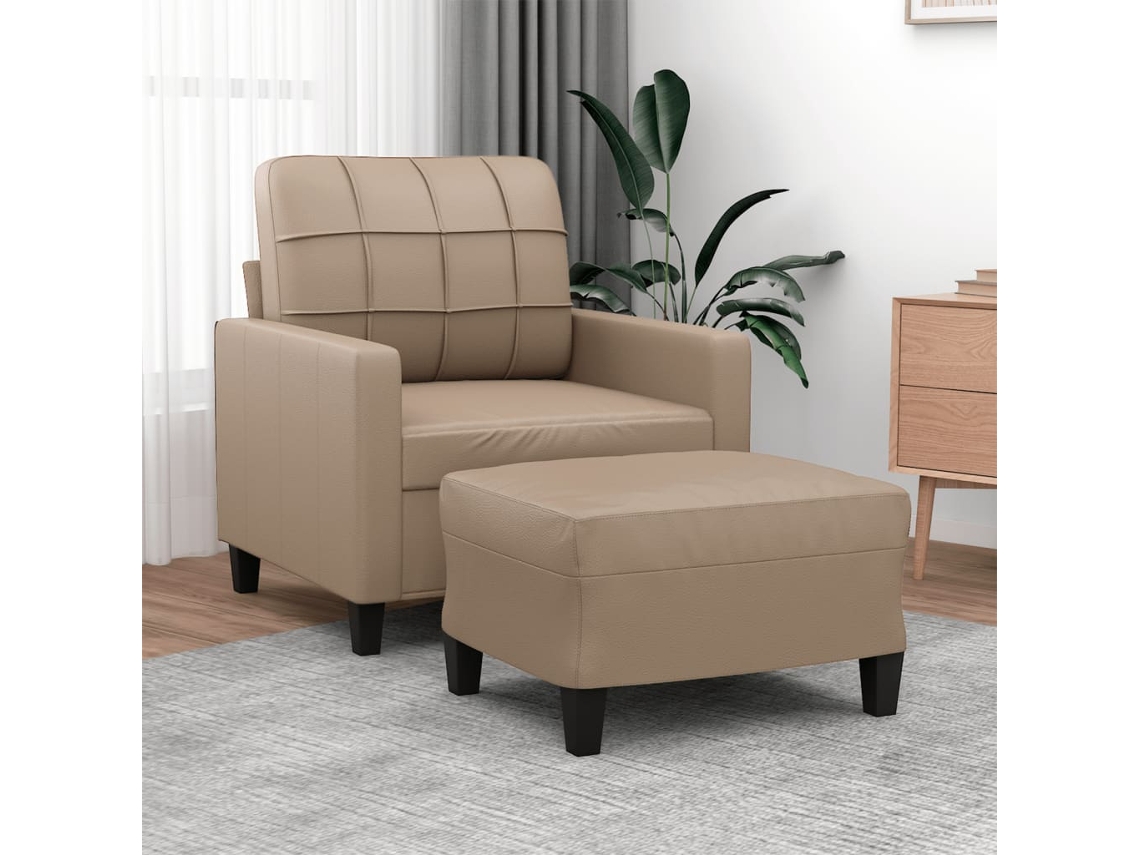 Vidaxl Poltrona Com Apoio De Pés 60 Cm Couro Artificial Cappuccino