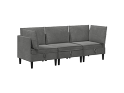 Conjunto 3 Conjunto De Sala De Estar Vidaxl Cinzento Escuro Veludo (210 X 70 X 82 Cm)
